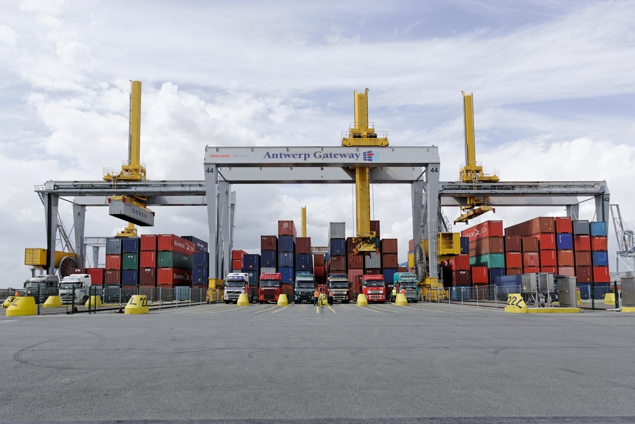 Gantry cranes at Port of Antwerp - Bruges.