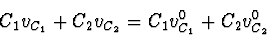 \begin{displaymath}
C_1 {v}_{C_1} + C_2 {v}_{C_2} = C_1 {v}_{C_1}^0 + C_2 {v}_{C_2}^0\end{displaymath}