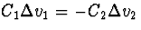 $C_1 \Delta v_1 = -C_2 \Delta v_2$